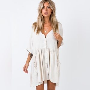 Oversized Linen Princess Polly Mini Dress